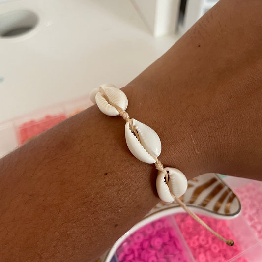 Cowrie shell wax string bracelet