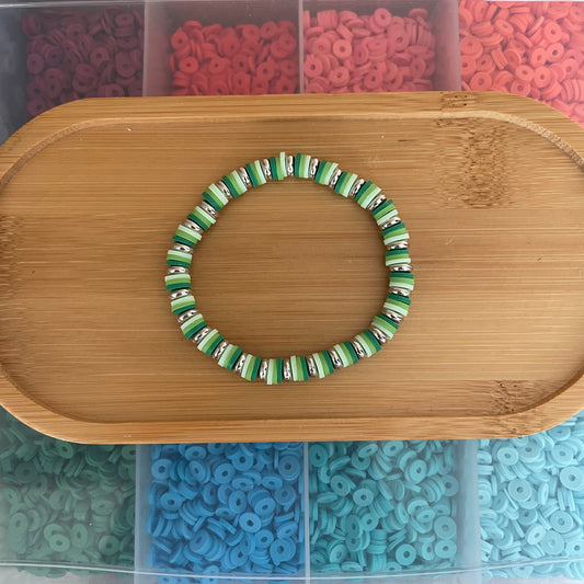Green clay bead bracelet