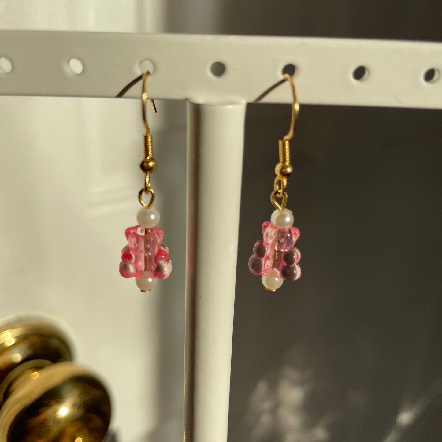 Pink gummy bear earrings